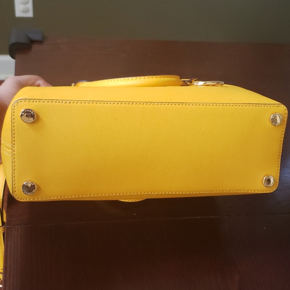 Michael Kors Saffiano Leather Fall Yellow Satchel - Picture 13 of 16